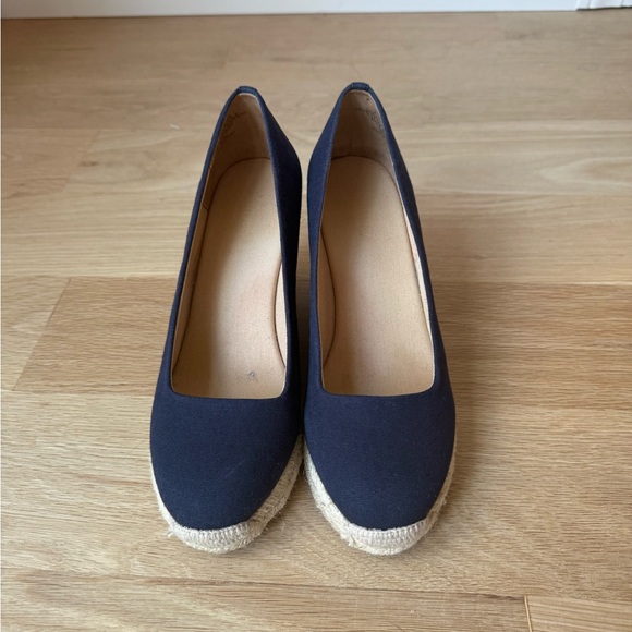 J. Crew Factory Classic Navy Espadrille Wedge Pumps - Women - Picture 4 of 7